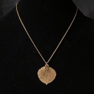 Gold Tone Leaf Necklace